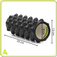 Masážní pěnový válec/roller s výstupky - středně tvrdý - černý