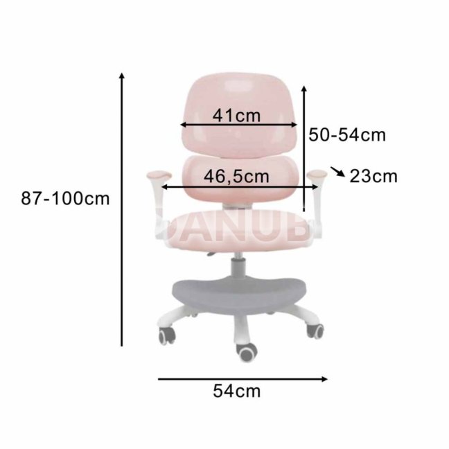 Detské otočné ergonomické kreslo ružovo-sivé