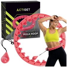 Hula hoop so závažím a výstupkami - 24 skladacích prvkov - červený