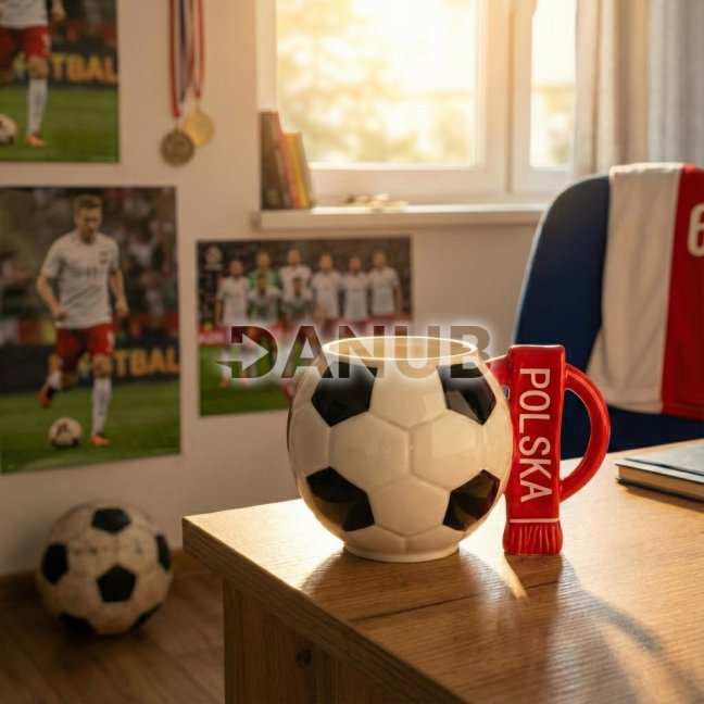 Futbalový hrnček so šálom Poľsko a futbalová podložka