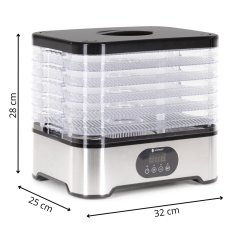 Élelmiszerek szárítója - 6 szinten - 12l - 400W - rozsdamentes/acél-fekete