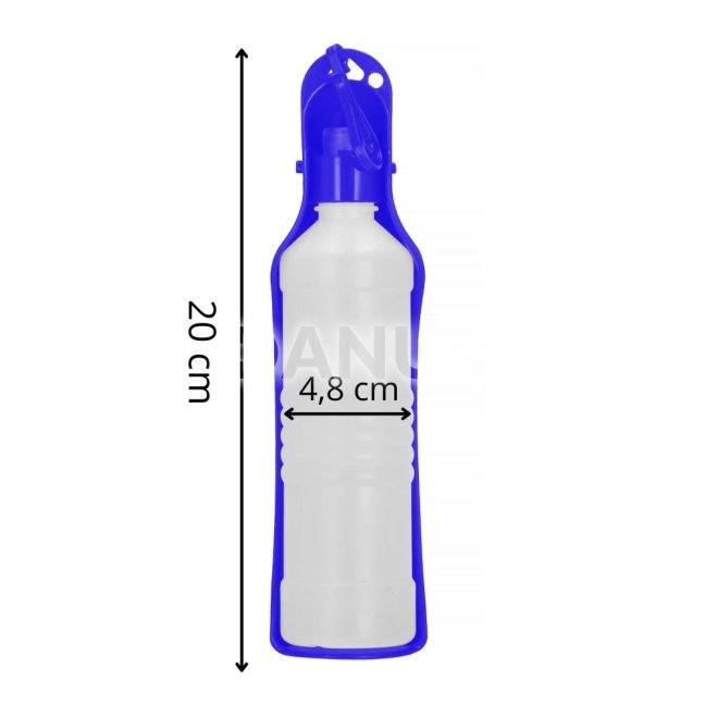 Fľaša na vodu pre psov a mačky s napájadlom - 250 ml - tmavomodrá