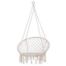 hojdacie kreslo s operadlom a so strapcami - 60x60x44cm - krémové