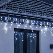 Světelný závěs s rampouchy venkovní 60 m, 1500 LED, studená bílá, flash – sada 3 ks