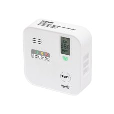 Detektor oxidu uhoľnatého do domácnosti 86,5 × 86,5 × 30,5 mm, LCD displej, Wi-Fi, testovacie tlačidlo, batéria 3 V – vrátane 1 batérie