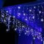 Svetelný záves s cencúľmi vonkajší 60 m, 1500 LED, modrá, flash studená biela – sada 3 ks