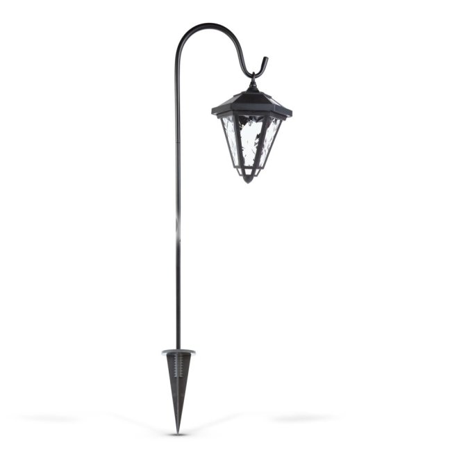 LED solárna lampa  - svietnik - 80 cm - čierny - studená biela