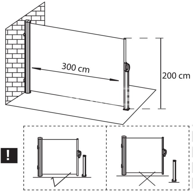 Bočná markíza na terasu a balkón - 300x200 cm - grafitová