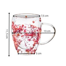 Sklenený pohár 300 ml - s umelými kvetmi