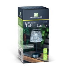 Solárna stolová lampa – dymová – studená biela LED – plast – 26 x 12 cm