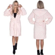 Dámský plyšový župan WARM s kapucí - SL/XL - růžový