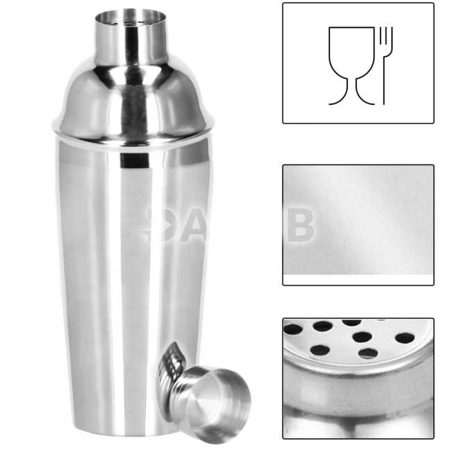 Barmanská súprava na nápoje - 12 prvkov - shaker 750 ml - so stojanom - nerez - strieborná