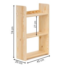 Drevený regál 2-policový - 45 cm - prírodná farba