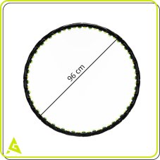 Hula hoop s masážnymi výstupkami - 88 cm - skladací - čierno-zelený