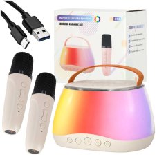 Karaoke szett - hangszóró + 2 mikrofon - LED - USB