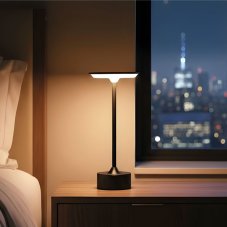 Stolová lampa - čierny kov - nastaviteľná farebná teplota, jas - akumulátorová - USB