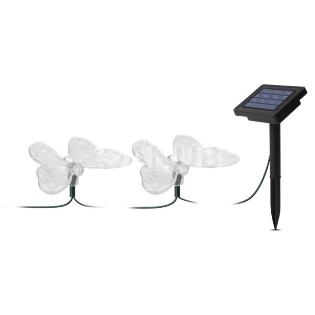 LED solárna sveteľná reťaz - motýľ - 2,9 m - 10 farebných LED