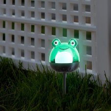 LED solárna lampa - žaba - studená biela - zelená - 150 x 50 x 50 mm