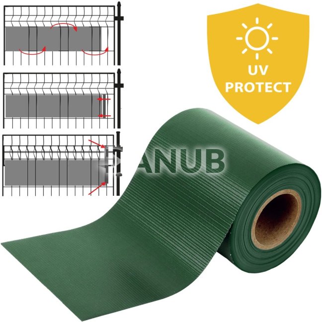 Tieniace plotové pásky a klipy (20ks) - PVC - 35m x 19cm - 450 g/m2 - tmavozelená