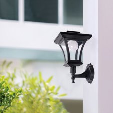 LED solární svítidlo – nástěnné – 21 x 21 cm – 8 LED – černé – teplá bílá