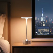 Stolná lampa - strieborný kov - nastaviteľná farebná teplota, jas - akumulátorová - USB