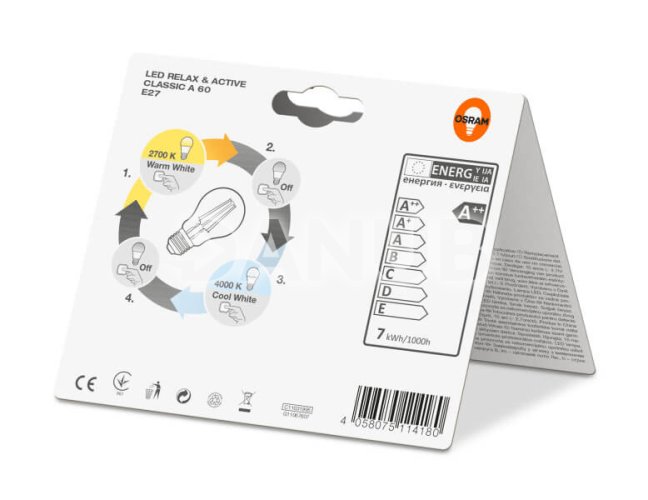 LED žiarovka E27 DUO CLICK 7W = 60W 806lm OSRAM 2700K 4000K Act &amp; Rel
