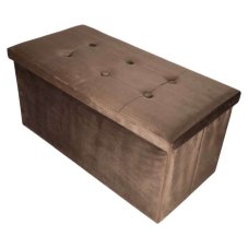 Skládací velurový taburet s úložným prostorem - 76 x 38 x 38 cm - hnědá barva