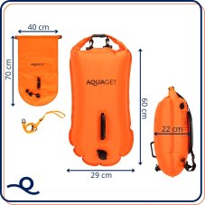 Záchranná bója nafukovacia - 35 L - s vreckom a píštalkou - fluo oranžová
