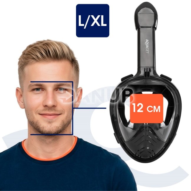 Celotvárová maska na šnorchlovanie L/XL - čierna