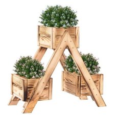Kvetináč z borovicového dreva pre 3 rastliny, drevený
