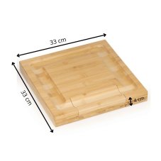 Servírovací podnos na občerstvenie so zásuvkou na nože- bambus - 33x33 cm