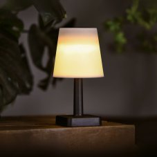 Solárna stolová lampa – biela – teplá biela LED – plast – 23 x 12 cm