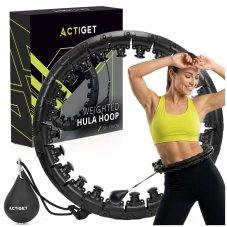 Hula hoop so závažím a výstupkami - 24 skladacích prvkov - čierny