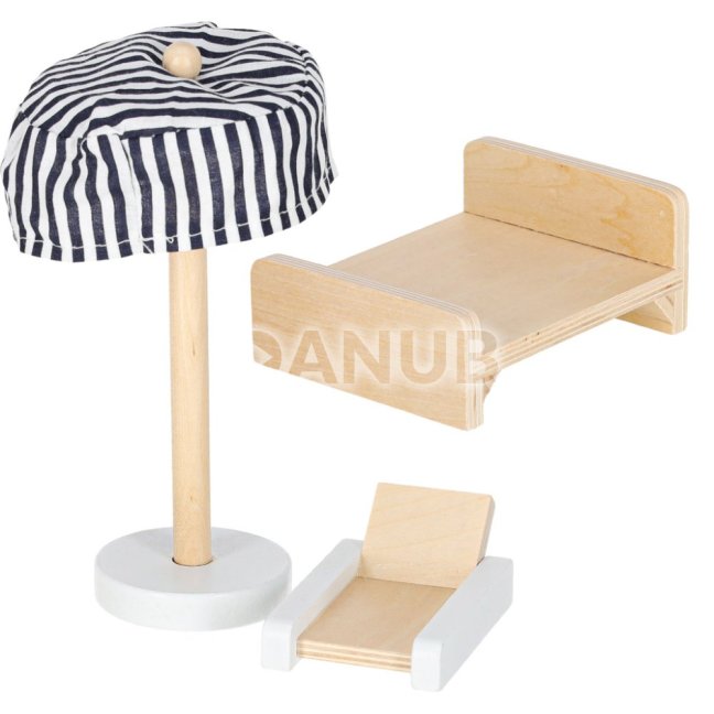 Drevený domček pre bábiky + nábytok - 80cm - ružový