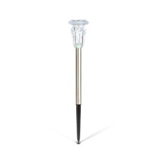 Zapichovacia solárna lampa – 1× teplá biela – chróm – 6 x 38,5 cm