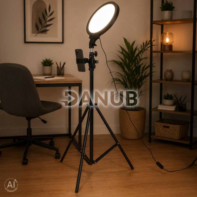 Kruhová LED lampa na selfie so statívom