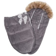 Fusak Luxury s kožušinou 4v1 - 90cm - biely/hnedé bodky