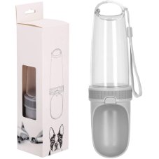 Fľaša na vodu pre psov a mačky s filtrom a napájadlom, 350 ml, šedá, priehľadná