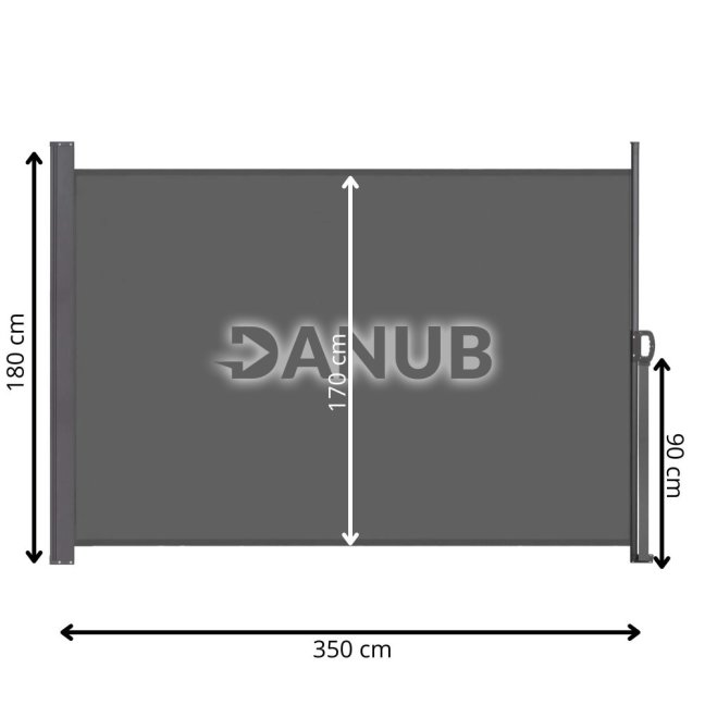 Bočná markíza na terasu a balkón - 350x180 cm - grafitová