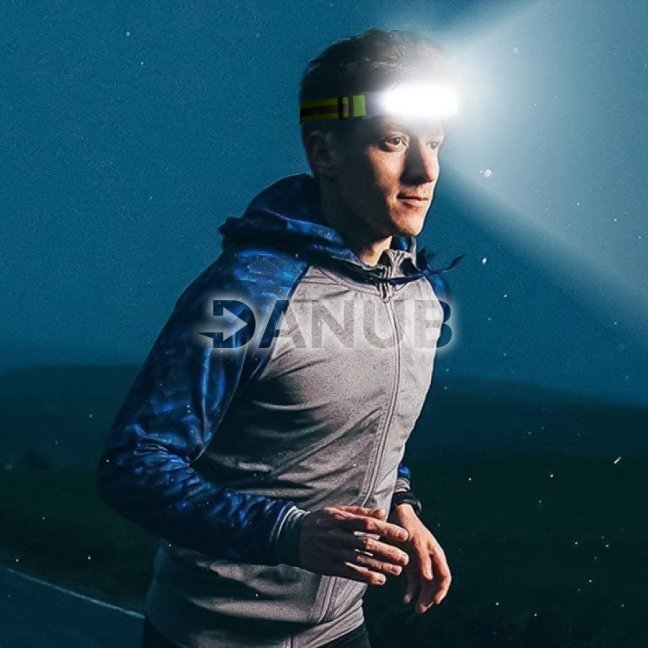 Čelovka s ovládaním gestami - červená/biela COB LED - 800 mAh akumulátor - IP54