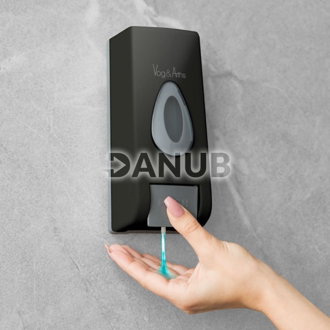 Dávkovač mydla - s ručným dávkovaním - 350 ml - na stenu - čierny