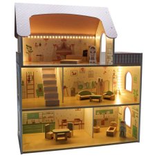 Drevený domček pre bábiky LULILO Peonio 70cm LED ružový
