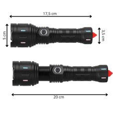 LED multifunkčná taktická baterka so zoomom - nabíjateľná - čierna