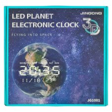 Nástenné hodiny Planet Earth s LED displejom 32 cm modré