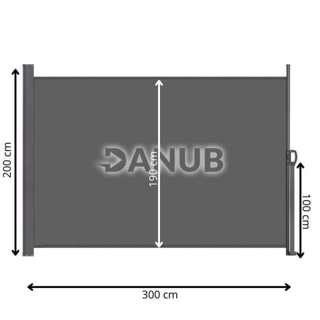Bočná markíza na terasu a balkón - 300x200 cm - grafitová