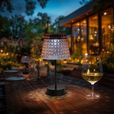 Solárna stolová lampa – ružová – studená biela LED – plast – 26 x 12 cm