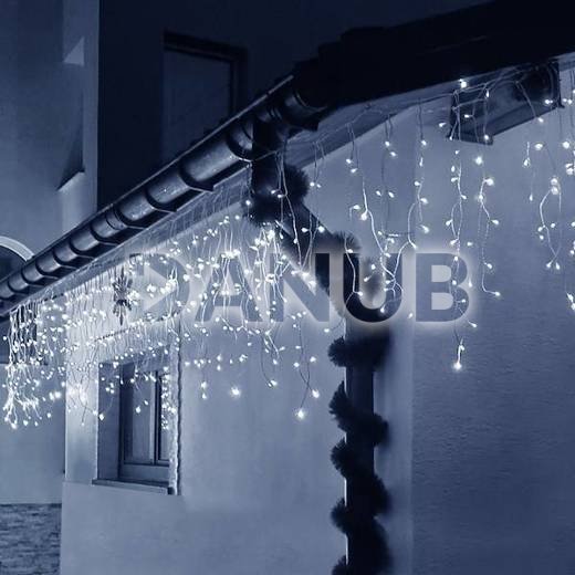 Svetelný záves s cencúľmi vonkajší 60 m, 1500 LED, studená biela, 8 programov, časovač, ovládač – sada 3 ks