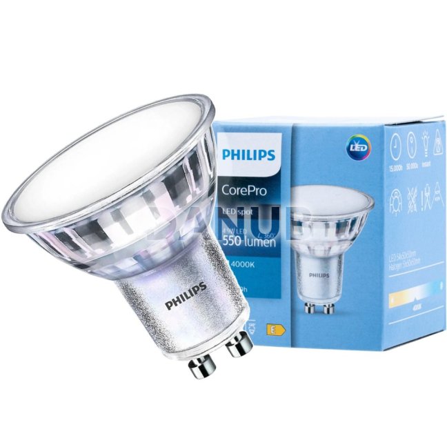 LED žiarovka GU10 5W = 50W - 550lm - 4000K - Neutrál - 120° - PHILIPS