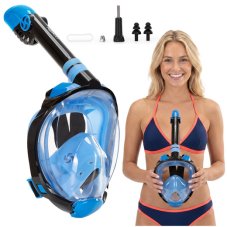 Celotvárová maska na šnorchlovanie XL - modrá, čierna