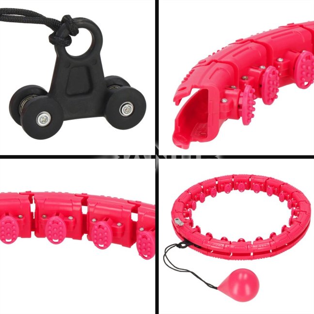 Hula hoop so záťažou a zoštíhľujúcim masérom - 24 výstupkov - ružová
